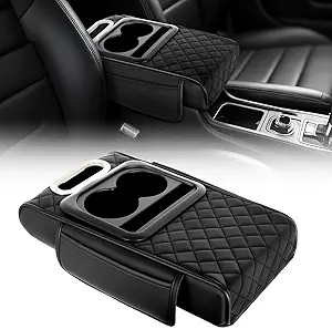 Car Armrest Box Pad Universal Storage Bag, Elbow Support, Soft Cushion & Cup Holder for All Cars (With Tissue) - Image 5