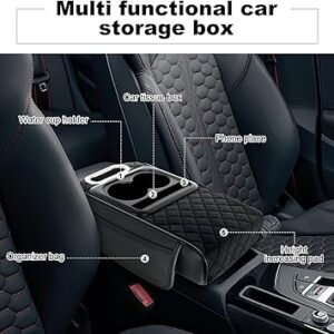 Car Armrest Box Pad Universal Storage Bag, Elbow Support, Soft Cushion & Cup Holder for All Cars (With Tissue)