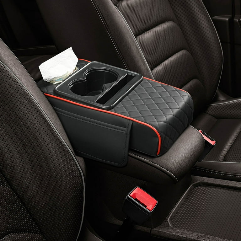 Car Armrest Box Pad Universal Storage Bag, Elbow Support, Soft Cushion & Cup Holder for All Cars (With Tissue) - Image 7
